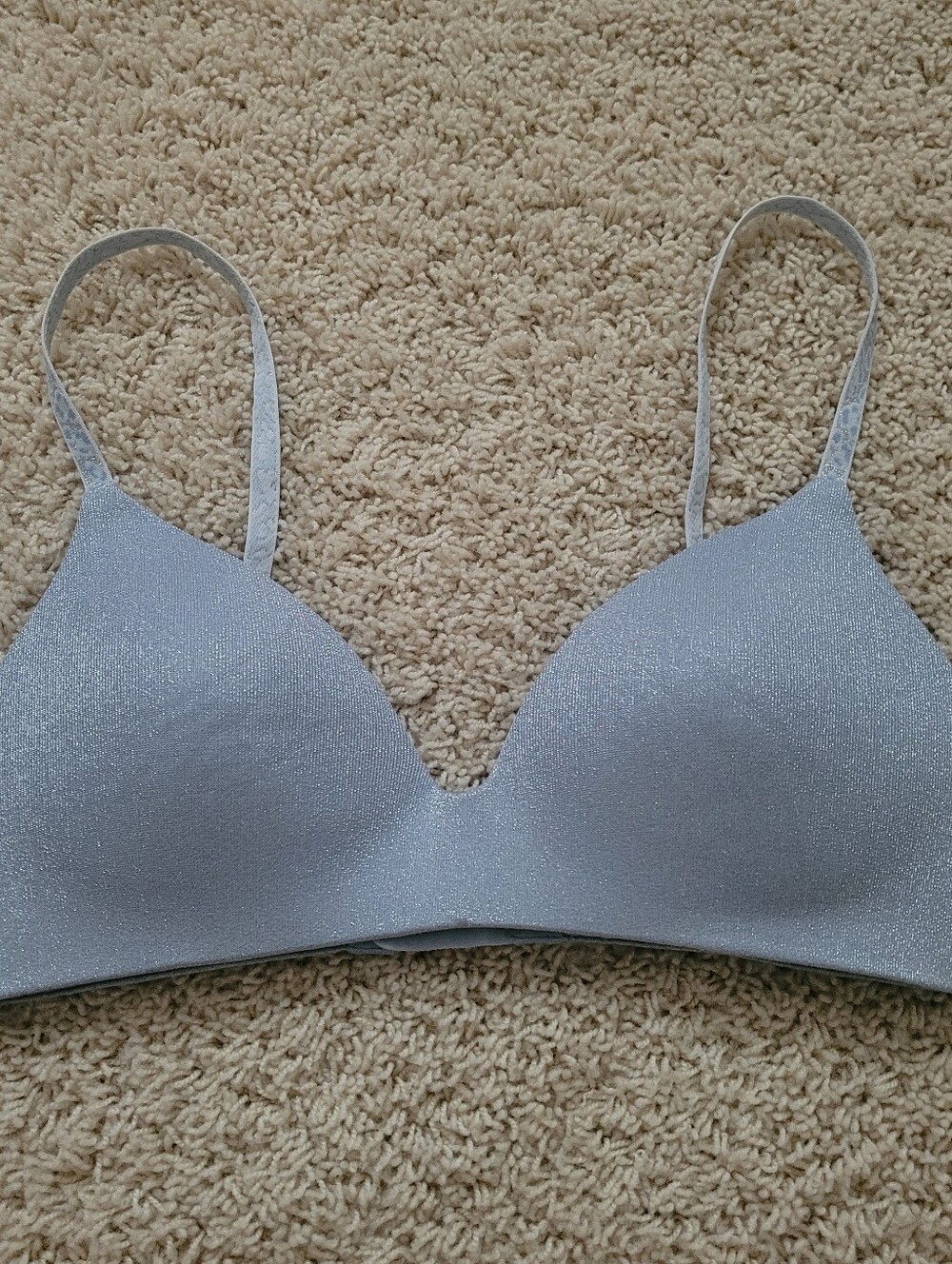 Victoria's Secret Tshirt Lightly Lined Wireless Bra Blue Sparkle Shine 34B